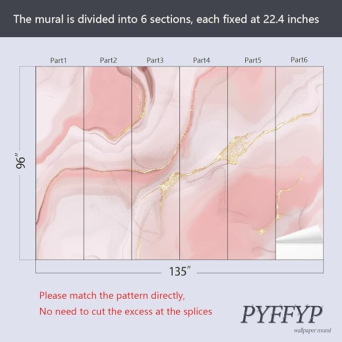 PYFFYP- Abstract Gold Marble Wallpaper murals for Bathroom(Not Peel and Stick)