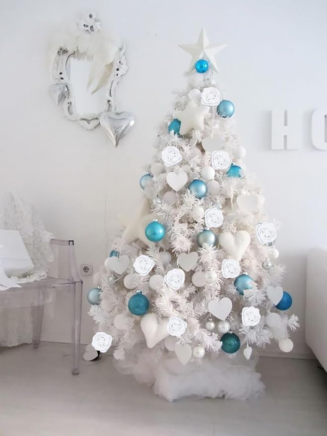 Glitter Flowers,30PCS White Roses Artificial Roses with Stems for Wedding Bouquet Party Christmas Home Decor(White)