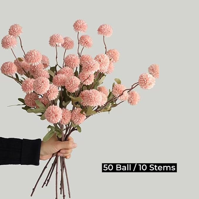 Artificial Flowers for Vases 20.5 Inch 10 Stems，Silk Dried Fake Mums Bouquet Indoor Faux Floral Arrangements for Decoration (Pink)