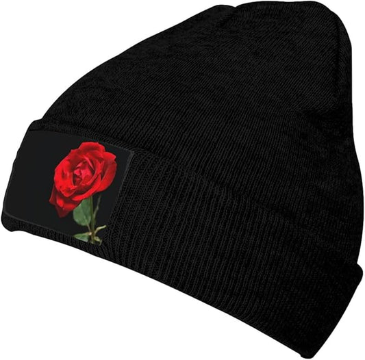 Cute Rose Beanie Hat Rose Beanie Cap Rose Flower Knitted Beanies Flower Knit Hats Winter Hat for Women Men