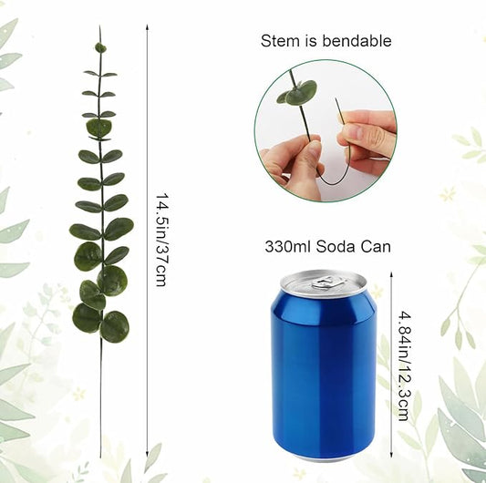 50pcs Eucalyptus Leaf Stem Simulated Green Plants, Wedding Home Office Center Flower Decoration, DIY Vase Flower Arrangement (Eucalyptus Leaf stem)