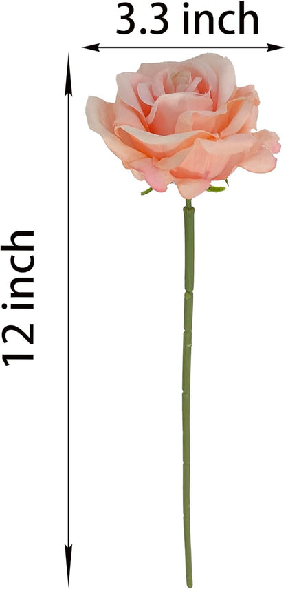 Artificial Satin Rose Flower Heads,48 Pcs Silk Rose Heads with Stems,3.3'' Rose Artificial Flowers Bulk,Artificial Rose Flower Heads for DIY Crafts Bouquet (48, Blush)