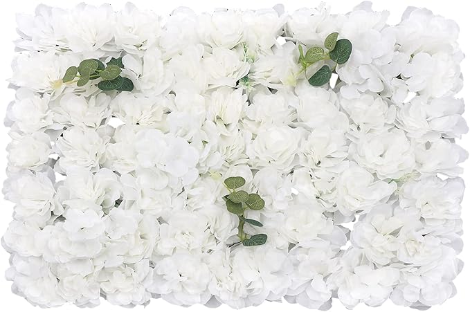 LOYALHEARTDY 12 Pack Artificial Flower Wall Panels 24" x 16" Wall Backdrop Faux Hydrangea and Rose Flower Backdrop Panels for Decor Wedding Party Event Decoration