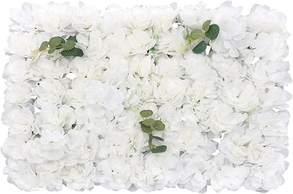 LOYALHEARTDY 12 Pack Artificial Flower Wall Panels 24" x 16" Wall Backdrop Faux Hydrangea and Rose Flower Backdrop Panels for Decor Wedding Party Event Decoration
