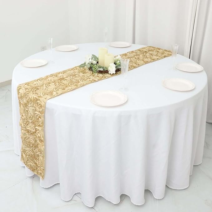 Efavormart Wonderland Rosette Premium Table Runners for Weddings Party Banquets Decor Fit Rectangle and Round Table - Champagne