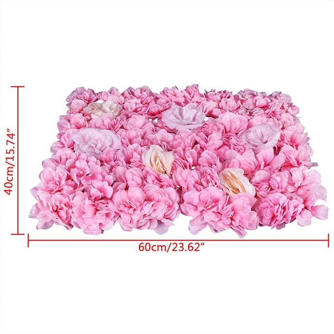 LOYALHEARTDY 15 Pack Artificial Flower Wall Panels 24" x 16" Pink&White Faux Hydrangea and Rose Artificial Flower Backdrop Panels for Wedding Party Event Flower Wall Decor
