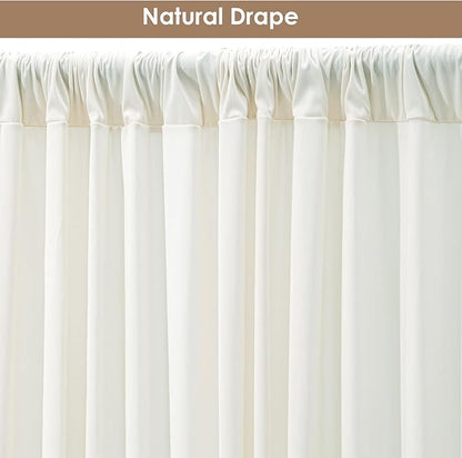 30x10ft Wrinkle Free Ivory Backdrop Curtain for Parties Soft Fabric Drapes Wedding Ivory Curtain Backdrop for Birthday Party Decorations Background for Photography 5x10ft,6 Panels