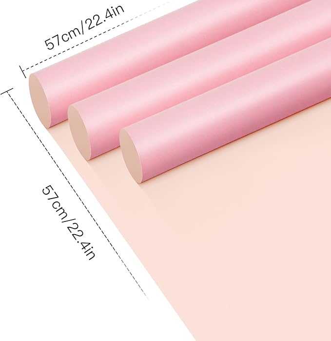 WRAPAHOLIC 20 Sheets Flower Wrapping Paper - 22.4 x 22.4 inch Light Pink Color Water-Resistant Floral Bouquet Wrapping Paper, Florist Supplies Packaging for Wedding Birthday Gift DIY