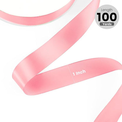 1" x 100 Yards Satin Ribbon - Pink Silk Ribbon with Spool - Ideal for Gift Wrapping, Floral Bouquets, Crafts, Wedding Party Decorations, Christmas and Sewing Projects