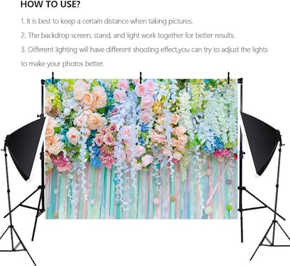 7x5ft Green Leaf Floral Wall Backdrop Flower Photo Background for Birthday Wedding Reception Miss to Mrs Bridal Shower Live Video Decorations