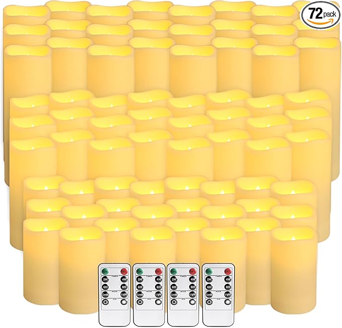 72-Pack LED Flameless Candles with Remote Control - Perfect for Home, Parties, and Special Occasions - Create a Magical Ambiance Effortlessly(Three Sizes)