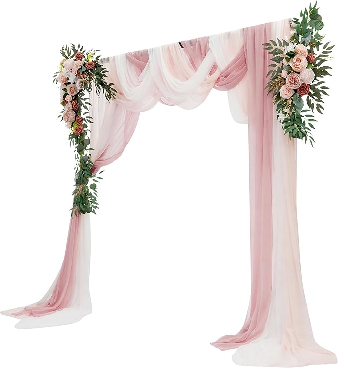 Artificial Wedding Arch Flowers Kit (Pack of 5),2pcs Artificial Hanging Flower Arch Decor,for Wedding Ceremony Arbor Reception Backdrop Rose Floral Party Outdoor Decoration Pink