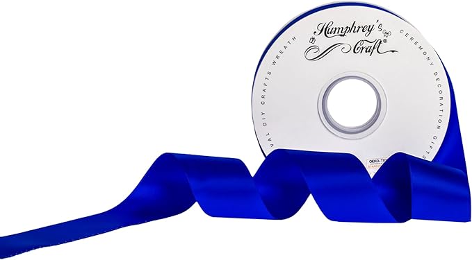 Humphrey's Craft 1-1/2 Inch Double Faced Satin Ribbon - 50 Yards, Royal Blue Thick Satin Ribbon for Crafts, Gift Wrapping, Decoration Christmas Tree, Bridal Bouquet,Wedding,DIY Bows,Sewing Hat.