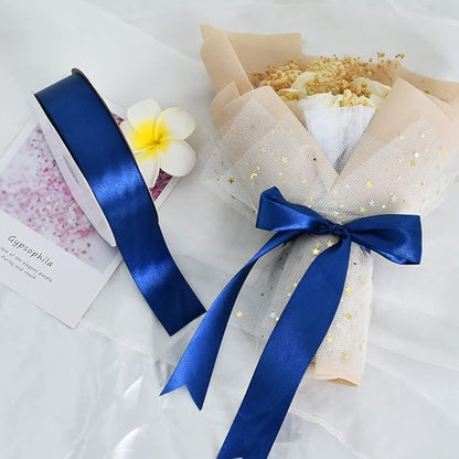 TONIFUL 1-1/2 Inch (40mm) x 100 Yards Navy Blue Wide Satin Ribbon Solid Fabric Ribbon for Gift Wrapping Chair Sash Valentine's Day Wedding Birthday Party Decoration Hair Floral Craft Sewing