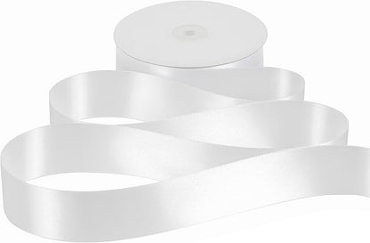 MEEDEE White Satin Ribbon 1-1/2 Inch White Ribbon Lux Double Faced Satin Ribbons by 50 Yards Polyester Satin Ribbons for Crafts, Weddings, Flower Bouquet, Holiday Decorating