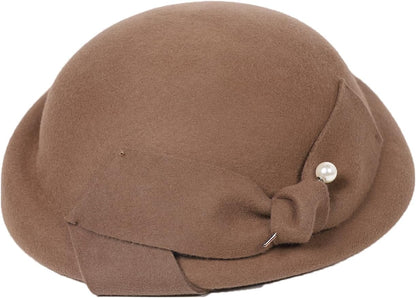 Women Wool Felt Ribbon French Fashion Vintage Millinery Beret Hats Top Cap Ladies Party Wedding Fedoras Chapeau