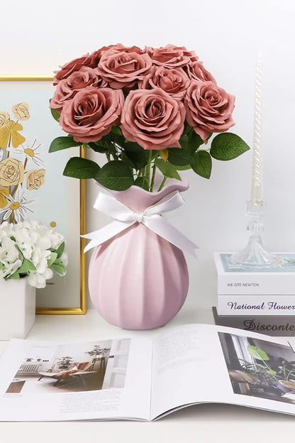 30 Pcs Artificial Rose Flower Dusty Rose Flowers Silk Flowers with Long Stem Silk Roses Bouquet for Wedding Bridal Shower Party Home Decoration
