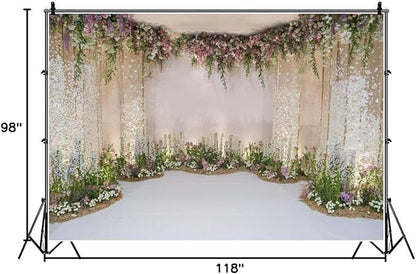 AOFOTO 10x8ft Wedding Backdrop Romance Archway Bridal Shower Flowers Wall Curtain Cradle Ceremony Banner Background for Photography Vinyl Anniversary Birthday Party Decoration Photoshoot Studio Props