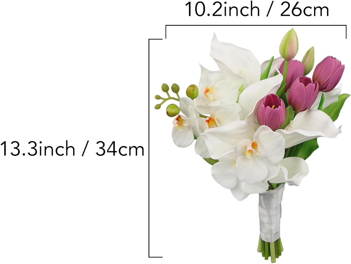 Rinlong 10.2 Inch Silk Posy Bouquet Wedding Bouquets for Bride Artificial Small Bridal Bouquet for Wedding Pink Toss Bridesmaid Flower Prom Bouquet