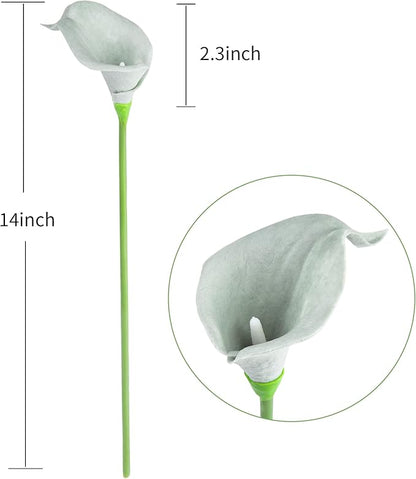 DuHouse 20Pcs Artificial Calla Lily Flower Real Touch Latex Flowers for DIY Wedding Bouquet Party Home Decor (Grey)