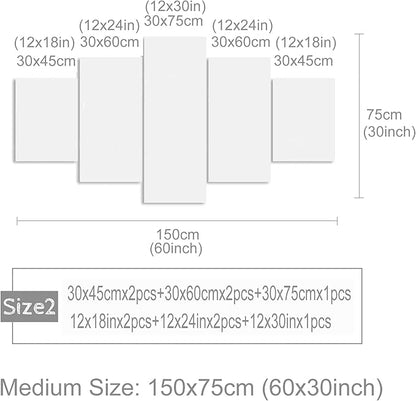 LUDUHU Love Sanctuary Canvas Print Wall Art - 5 Pieces Sweet Home Sign Wall Art,white Home Sweet Heart Painting,modern Family Wall Decor (G,Oversize 60x30inch)