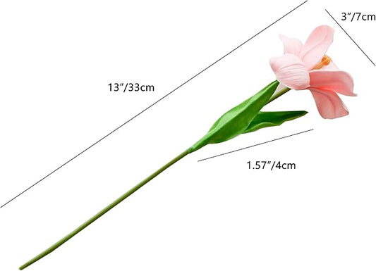 Mandy's Artificial Tulips 12 Stems Pink Fully Bloomed PU Faux Flowers for Thanksgiving and Christmas Decorations Wedding Home Decor 13.5 Inch