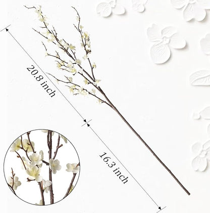 4 Pcs Cherry Blossom Branches 39 Inch White Fake Flowers Spring Decorations for Home Decor, Artificial Flowers Long Stem Branches for Vase Wedding Office Party Table Decor Centerpieces