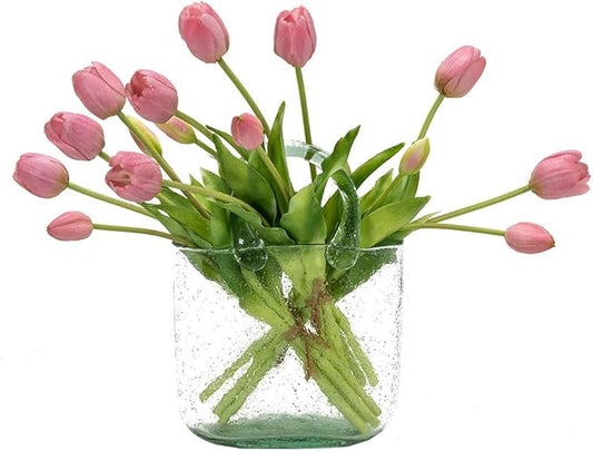 15pcs Artificial Tulips Flowers, Real Touch Latex Bouquet, Fake Tulips for Office Wedding Party Home Kitchen Garden Decoration(Light Purple,15pcs)