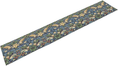 William Morris Floral Table Runner, Vintage Flowers Botanical Printed Table Runner for Home Kitchen Dining Table Decoration,13x90 Inch Strawberry Thief