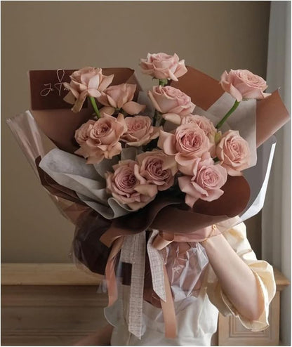 FWSA WRAPS Matte Flower Wrapping Paper Roll Brown Florist Packging Kraft Paper Waterproof Gift Floral Packaging Marterials DIY Craft Decoration (Color 15 (Dark Brown))