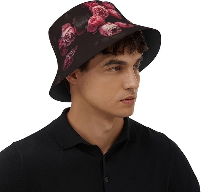 Rose Bucket Hat Womens Fisherman Hat Flower Sun Hats Cute Caps Rose Flower Hats for Women Outdoor