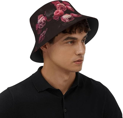 Rose Bucket Hat Womens Fisherman Hat Flower Sun Hats Cute Caps Rose Flower Hats for Women Outdoor