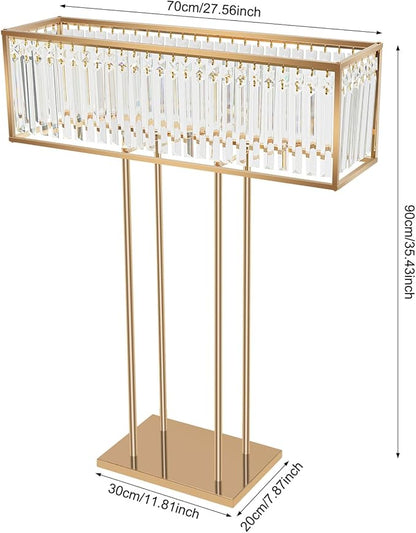 Crystal Wedding Flower Stand,Wedding Gold Vases Centerpieces,Squre Gold Flower Holders Floral Display Rack for Tables