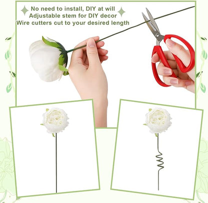 Jspupifip Artificial Flowers Combo Box, Silk Floral Wedding Bouquets Rose with Stem for DIY Wedding Arrangement Bridal Baby Shower Flower Vase Centerpiece Cake Decor (White, Champagne)