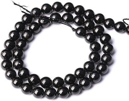 6MM 60PCS Natural Black Tourmaline Gemstone A Grade Beads for Jewelry Making DIY Bracelet Crystal 1 Strand