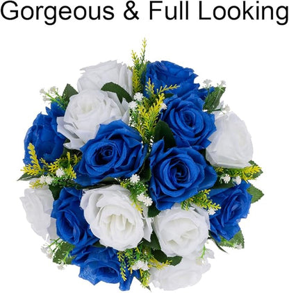 Flower Centerpieces for Wedding Tables: Wedding Table Decorations Royal Blue White Flower Balls Centerpieces for Engagement Cerebration Party Center Pieces 2 Packs