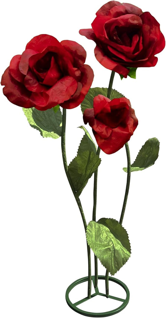 Giant Artificial Flower for Decoration, 3 Pcs Handmade Artificial Rose Flower for Wedding Birthday Easter Party Mother's Day Backdrop Decor Banquet Photography Props Shop Window Display (Red)