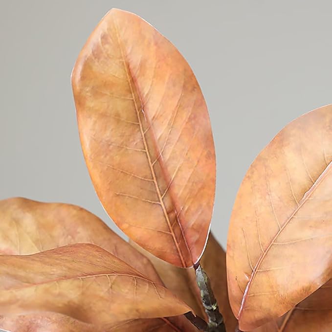 3Pcs Fall Artificial Magnolia Stems, Yellow Magnolia Leaf Branches for Floral Arrangements, Faux Autumn Greenery for Home Table Centerpiece, Thanksgiving & Wedding Decor