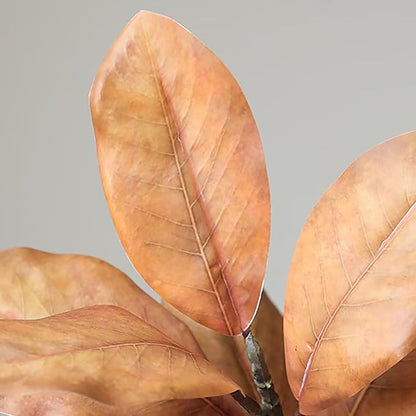 3Pcs Fall Artificial Magnolia Stems, Yellow Magnolia Leaf Branches for Floral Arrangements, Faux Autumn Greenery for Home Table Centerpiece, Thanksgiving & Wedding Decor