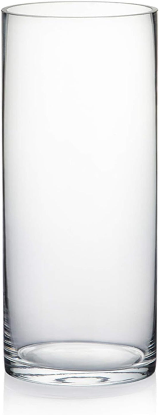 WGV Quality Thick Cylinder Vase, Diameter 5", Height 12", Clear Glass Floral Planter Container, Tall Centerpiece Arrangement for Wedding Home Decor, 1 Piece
