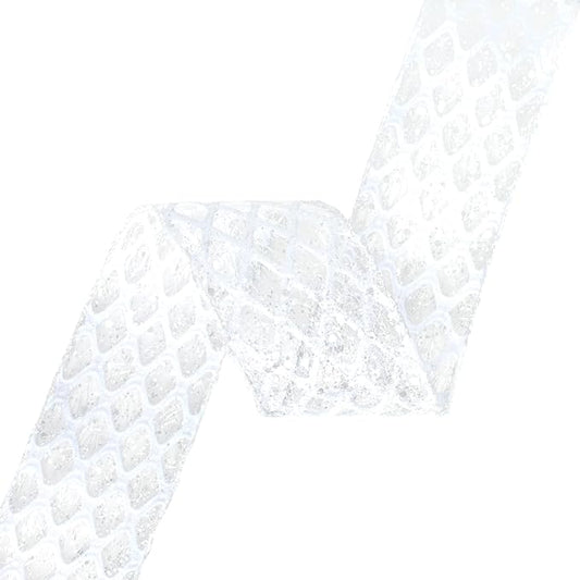 VATIN 2-1/2" White Christmas Ribbon, White Glitter Mesh Diamond Web Sequin Dots Wired Christmas Ribbon for Gift Wrapping Bow Making Wreath Supply-10 Yards