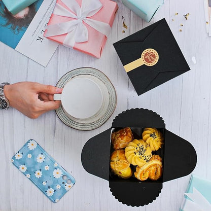 Small Black Boxes for Gifts, 10 PCS Gift Box with Stickers for Thanksgiving, Anniversaries, Party, Birthday, Graduations, and More(4.75” x 4.75” x 3.53”)