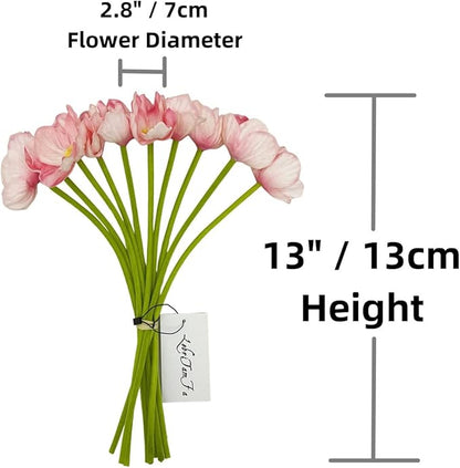 10 PCS High Quaulity Fresh Artificial Mini Real Touch PU/ latex Corn Poppies Decorative Silk fake artificial poppy flowers for Wedding holiday Bridal Bouquet Home Party Decor bridesmaid (Pink)