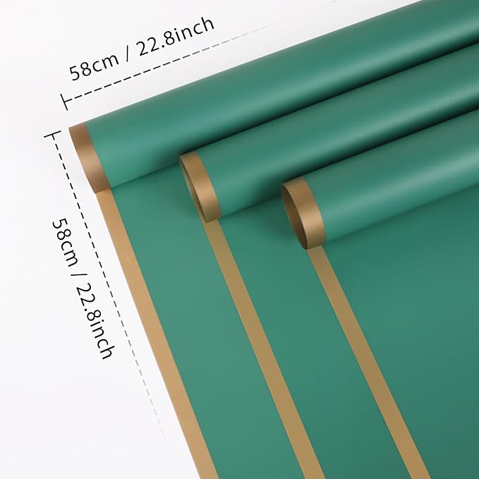 FUHITIM 20 Sheets Flower Wrapping Paper - Waterproof Floral Bouquet Packaging Paper for DIY Crafts，Florist Supplies Packaging Paper for Wedding Birthday Gift(Emerald Green)