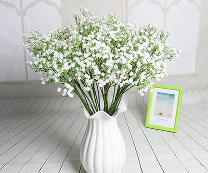 9 Pack Real Touch Artificial Baby's Breath Flowers - 21" Bendable Stems for Wedding Bouquets, Home Centerpieces & Outdoor Decor (Waterproof, Dustproof, White)