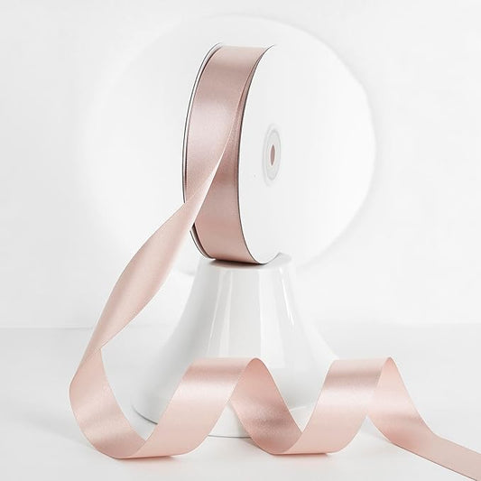 MEEDEE Rose Gold Ribbon 1 Inch Rose Gold Satin Ribbon Lux Double Faced Satin Ribbons by 50 Yards Polyester Wrapping Ribbons for Crafts, Wedding, Flower Bouquet, Holiday Decorating