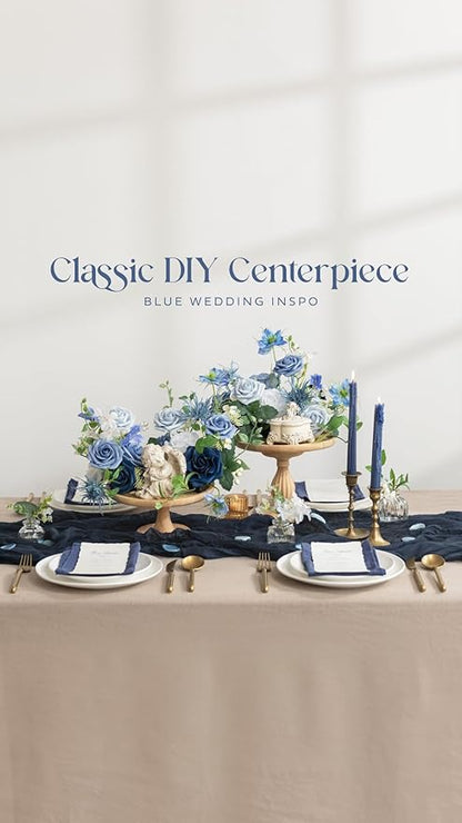 Ling's moment Artificial Flowers 25Pcs Deep Navy Blue Roses Decor w/Stems,3" Real Touch DIY Foam Floral for Wedding Bouquet/Centerpieces, Outdoors Party Backdrop, Room/Table, and Garden/Pot Decor