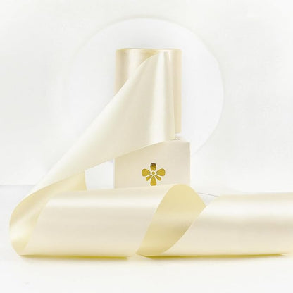 MEEDEE Ivory Satin 3 Inch Ribbon Lux Double Faced Satin Ribbon Wide by 10 Yards Cream Ribbons Ivory Ribbons for Christmas Tree Decoration, Weddings, Flower Bouquet, Bow Making