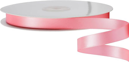 LIUYAXI Pink Stain Ribbon, 1/2" X Continuous 50 Yards, Double Faced Fabric Ribbon Perfect for Gift Wrapping Wedding Christmas Birthday Floral Arrangement Craft