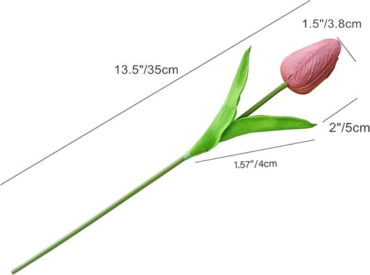 Mandy's Artificial Tulips 20 Stems Mauve PU Faux Flowers for Thanksgiving and Christmas Decorations Wedding Home Decor 13.5 Inch
